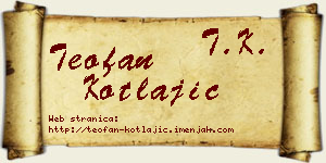 Teofan Kotlajić vizit kartica